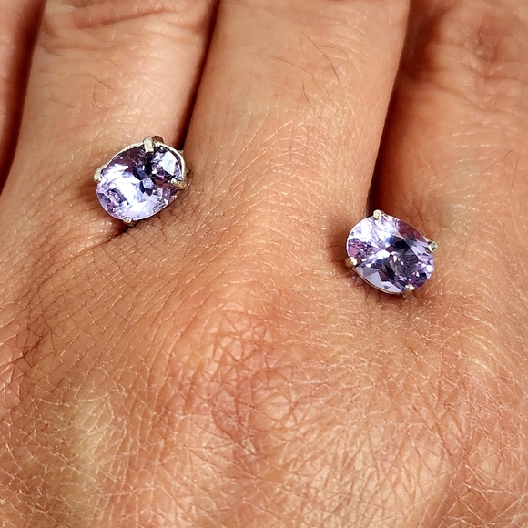 Estate Jewelry - Storybook VTG 8x6mm 3cts Glowing Tanzanite Indigo 8x6mm 925 Stud Earrings